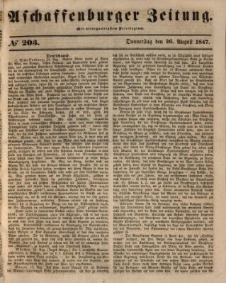 Aschaffenburger Zeitung Donnerstag 26. August 1847