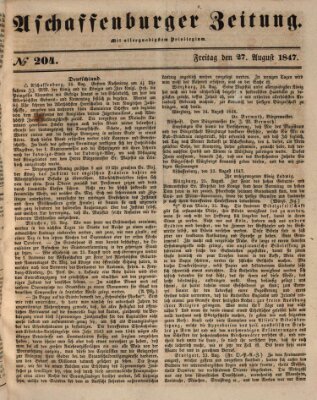 Aschaffenburger Zeitung Freitag 27. August 1847