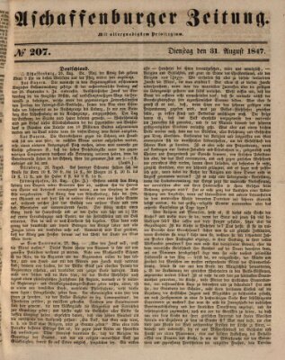 Aschaffenburger Zeitung Dienstag 31. August 1847