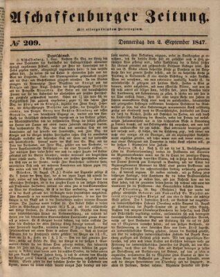 Aschaffenburger Zeitung Donnerstag 2. September 1847