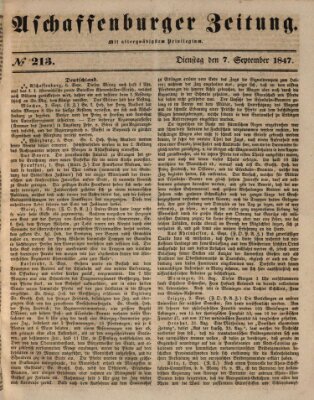 Aschaffenburger Zeitung Dienstag 7. September 1847