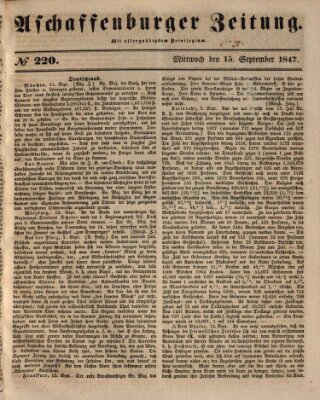 Aschaffenburger Zeitung Mittwoch 15. September 1847