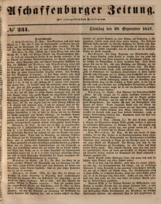 Aschaffenburger Zeitung Dienstag 28. September 1847