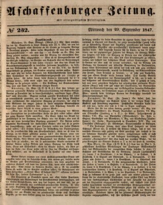 Aschaffenburger Zeitung Mittwoch 29. September 1847