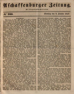 Aschaffenburger Zeitung Samstag 2. Oktober 1847