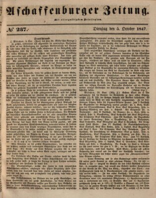 Aschaffenburger Zeitung Dienstag 5. Oktober 1847