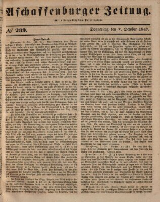 Aschaffenburger Zeitung Donnerstag 7. Oktober 1847