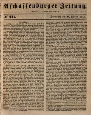 Aschaffenburger Zeitung Donnerstag 21. Oktober 1847