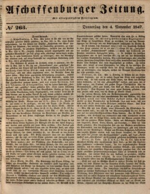 Aschaffenburger Zeitung Donnerstag 4. November 1847