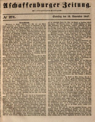 Aschaffenburger Zeitung Samstag 13. November 1847