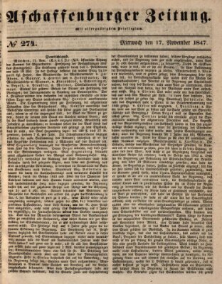 Aschaffenburger Zeitung Mittwoch 17. November 1847