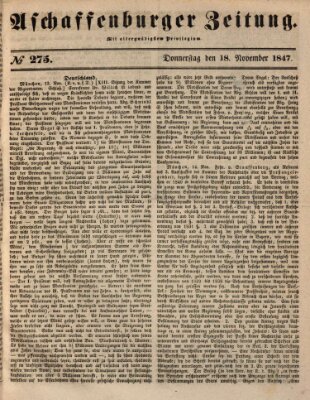 Aschaffenburger Zeitung Donnerstag 18. November 1847