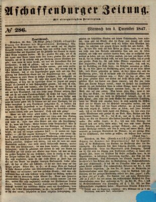 Aschaffenburger Zeitung Mittwoch 1. Dezember 1847