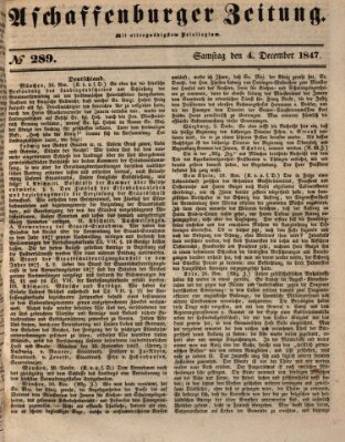 Aschaffenburger Zeitung Samstag 4. Dezember 1847