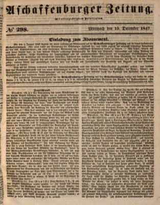 Aschaffenburger Zeitung Mittwoch 15. Dezember 1847