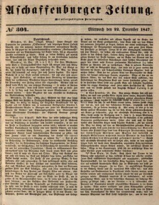 Aschaffenburger Zeitung Mittwoch 22. Dezember 1847