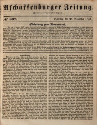 Aschaffenburger Zeitung Samstag 25. Dezember 1847