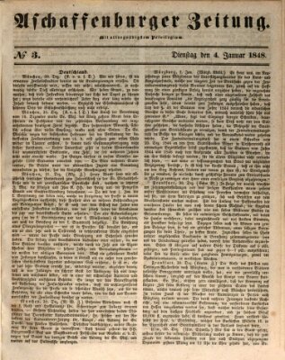 Aschaffenburger Zeitung Dienstag 4. Januar 1848