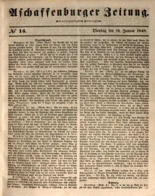 Aschaffenburger Zeitung Dienstag 18. Januar 1848