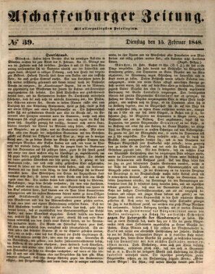 Aschaffenburger Zeitung Dienstag 15. Februar 1848