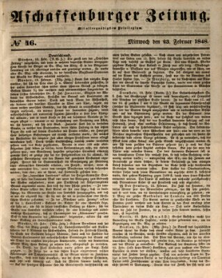 Aschaffenburger Zeitung Mittwoch 23. Februar 1848