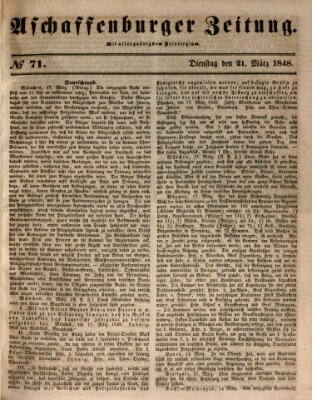 Aschaffenburger Zeitung Dienstag 21. März 1848