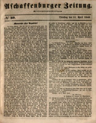 Aschaffenburger Zeitung Dienstag 11. April 1848