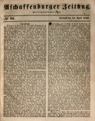 Aschaffenburger Zeitung Freitag 14. April 1848