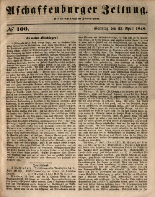 Aschaffenburger Zeitung Sonntag 23. April 1848