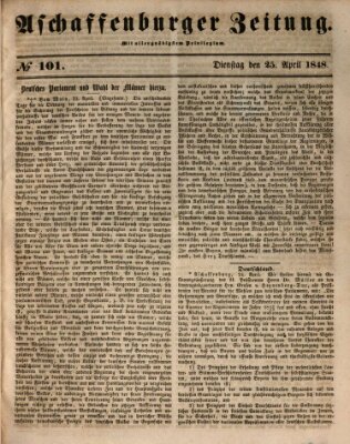 Aschaffenburger Zeitung Dienstag 25. April 1848