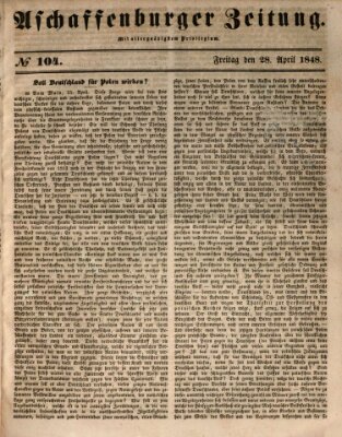 Aschaffenburger Zeitung Freitag 28. April 1848