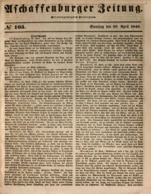 Aschaffenburger Zeitung Samstag 29. April 1848