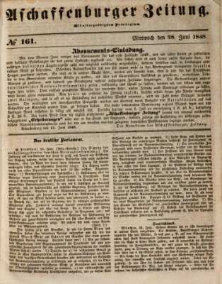 Aschaffenburger Zeitung Mittwoch 28. Juni 1848