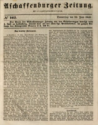 Aschaffenburger Zeitung Donnerstag 29. Juni 1848