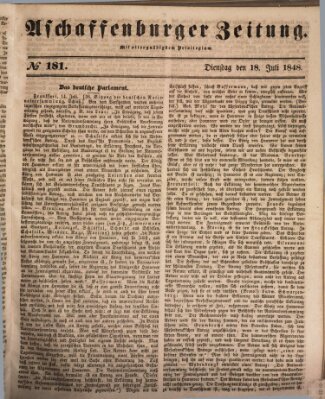 Aschaffenburger Zeitung Dienstag 18. Juli 1848