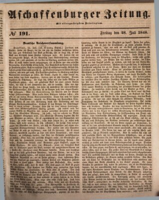 Aschaffenburger Zeitung Freitag 28. Juli 1848