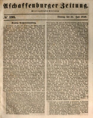 Aschaffenburger Zeitung Montag 31. Juli 1848