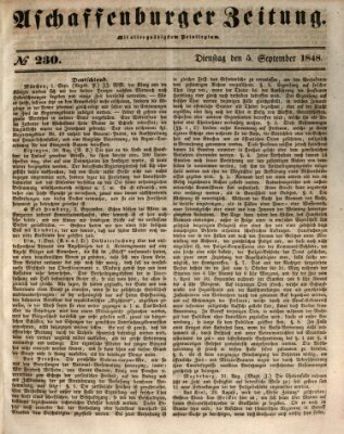 Aschaffenburger Zeitung Dienstag 5. September 1848