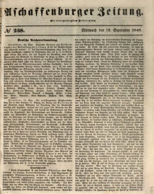 Aschaffenburger Zeitung Mittwoch 13. September 1848