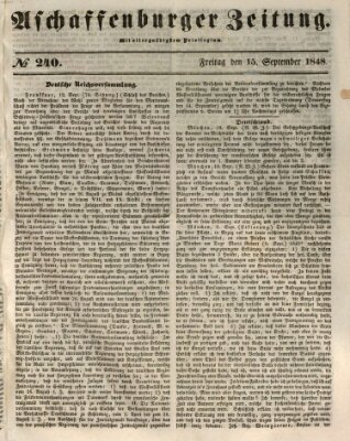 Aschaffenburger Zeitung Freitag 15. September 1848