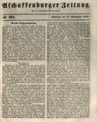 Aschaffenburger Zeitung Samstag 16. September 1848