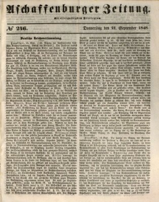 Aschaffenburger Zeitung Donnerstag 21. September 1848