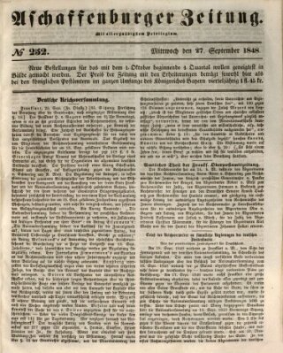 Aschaffenburger Zeitung Mittwoch 27. September 1848