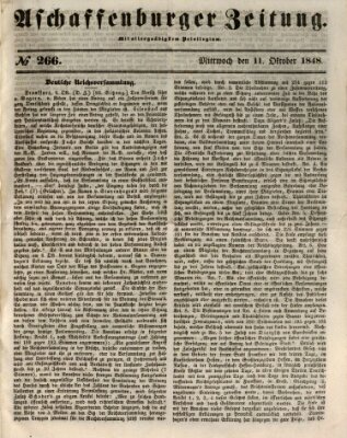 Aschaffenburger Zeitung Mittwoch 11. Oktober 1848