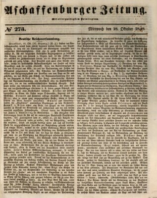Aschaffenburger Zeitung Mittwoch 18. Oktober 1848