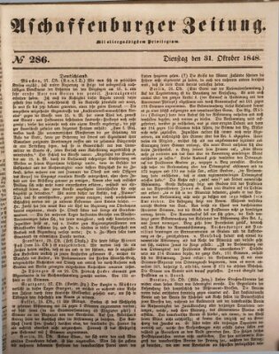 Aschaffenburger Zeitung Dienstag 31. Oktober 1848