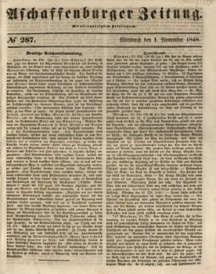 Aschaffenburger Zeitung Mittwoch 1. November 1848