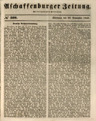 Aschaffenburger Zeitung Mittwoch 22. November 1848