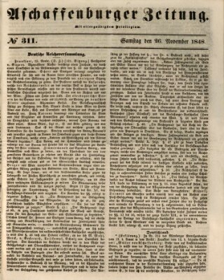 Aschaffenburger Zeitung Sonntag 26. November 1848