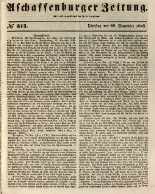 Aschaffenburger Zeitung Dienstag 28. November 1848